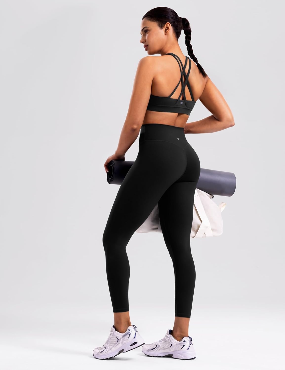 image:imageENERBLOOM Sports Bras for Women Criss Cross Strappy Back Padded Removable Cups Medium Support for Yoga Workout amp Daily WearBlack