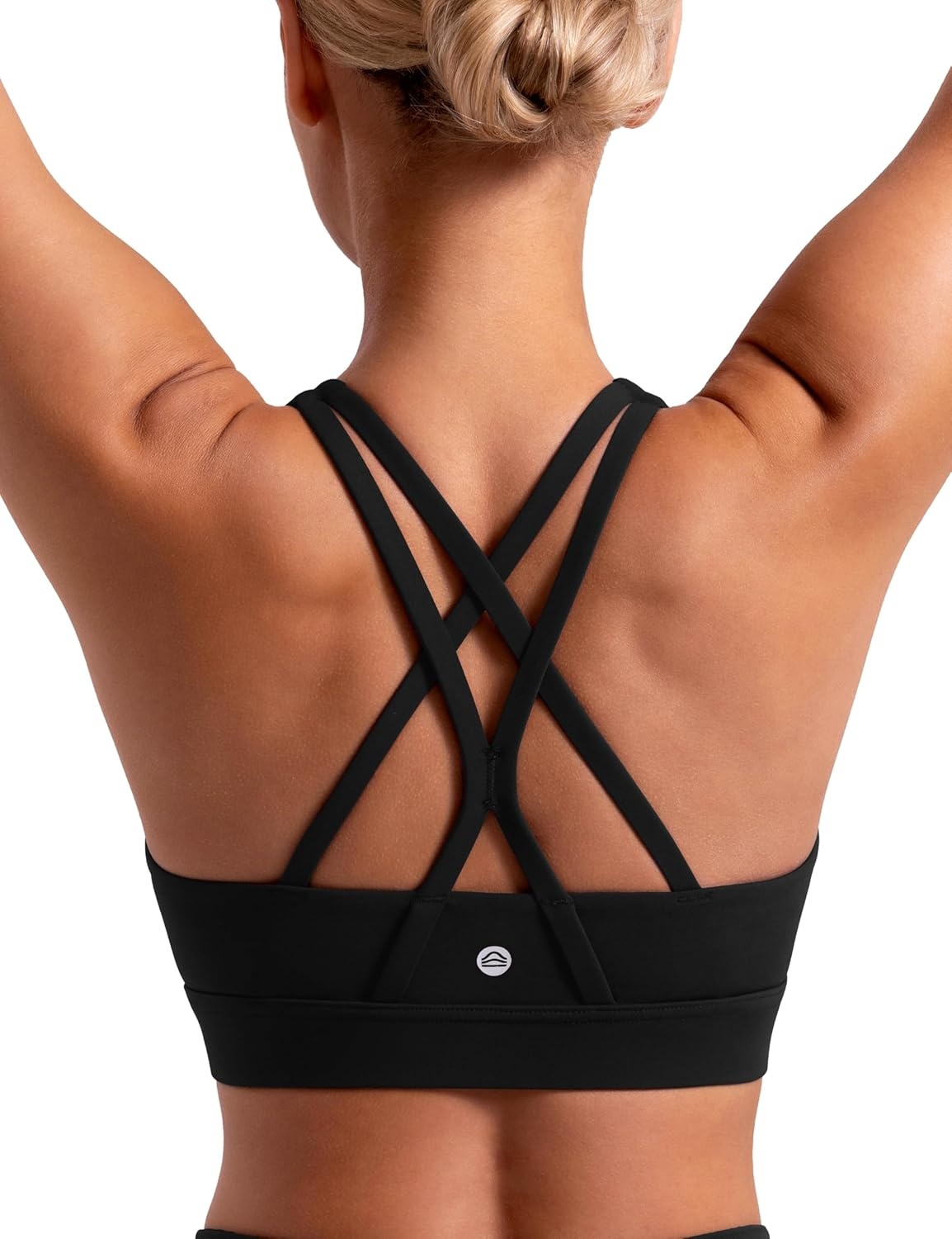 image:imageENERBLOOM Sports Bras for Women Criss Cross Strappy Back Padded Removable Cups Medium Support for Yoga Workout amp Daily WearBlack
