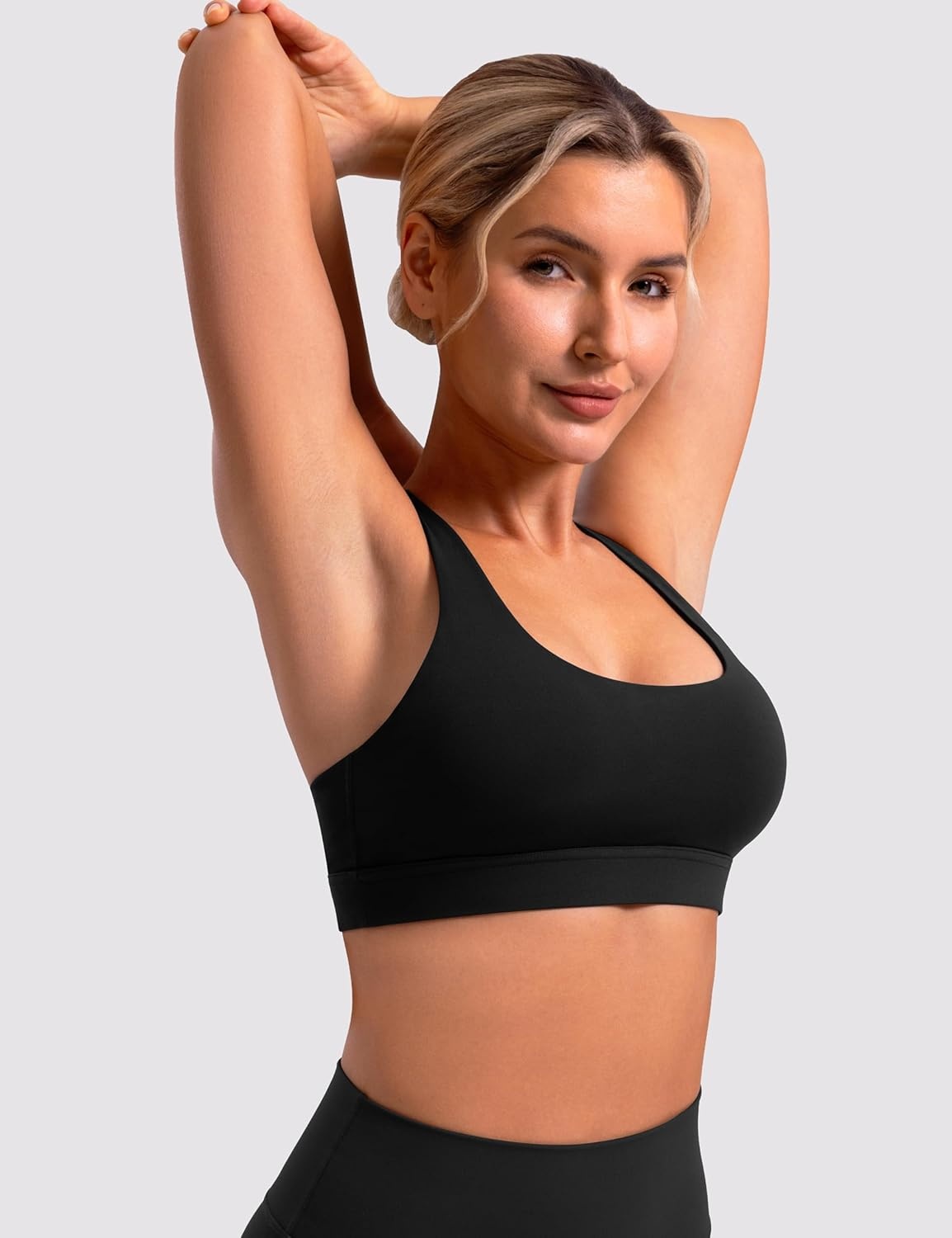 image:imageENERBLOOM Sports Bras for Women Criss Cross Strappy Back Padded Removable Cups Medium Support for Yoga Workout amp Daily WearBlack