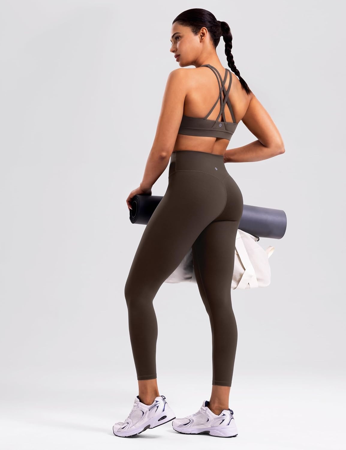image:imageENERBLOOM Sports Bras for Women Criss Cross Strappy Back Padded Removable Cups Medium Support for Yoga Workout amp Daily WearBrown