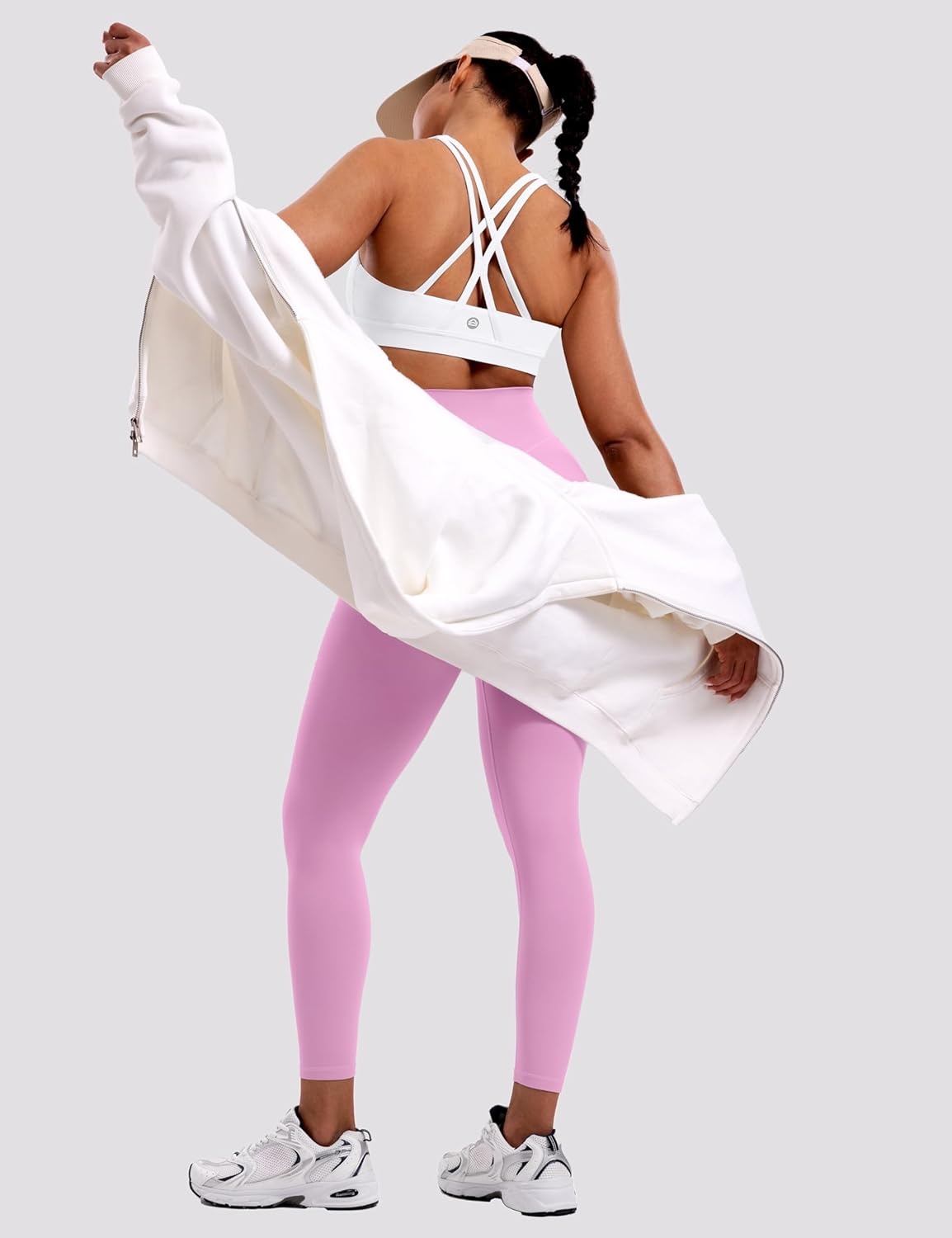image:imageENERBLOOM Sports Bras for Women Criss Cross Strappy Back Padded Removable Cups Medium Support for Yoga Workout amp Daily WearWhite