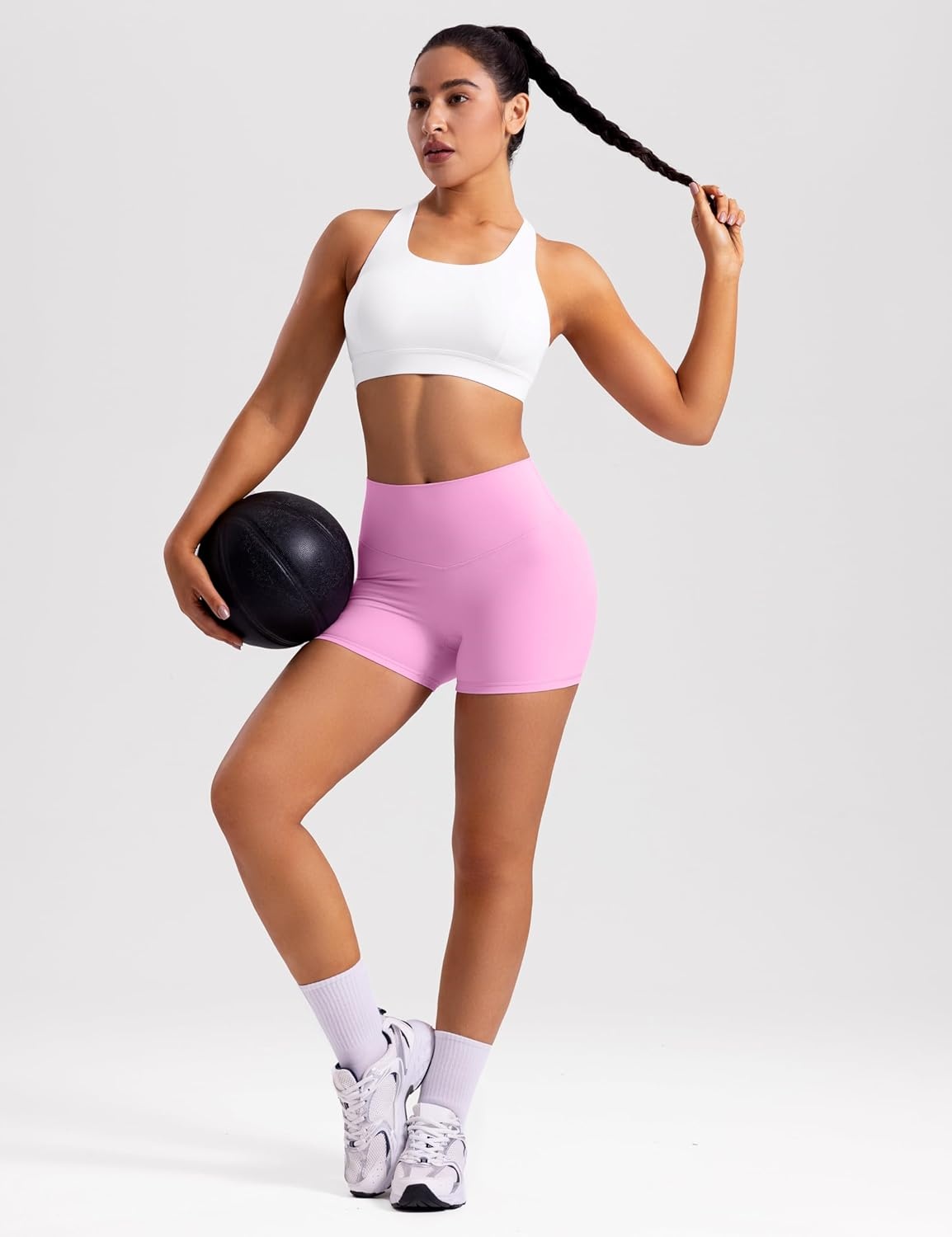 image:imageENERBLOOM Sports Bras for Women Criss Cross Strappy Back Padded Removable Cups Medium Support for Yoga Workout amp Daily WearWhite