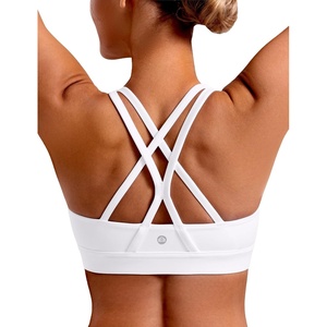 image:imageENERBLOOM Sports Bras for Women Criss Cross Strappy Back Padded Removable Cups Medium Support for Yoga Workout amp Daily WearWhite