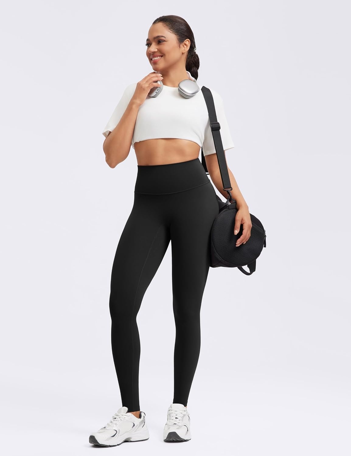 image:imageENERBLOOM No Front Seam Workout Leggings for Women 2528 Yoga Pants Athletic High Waisted Lounge Pilates Gym TightsBlack
