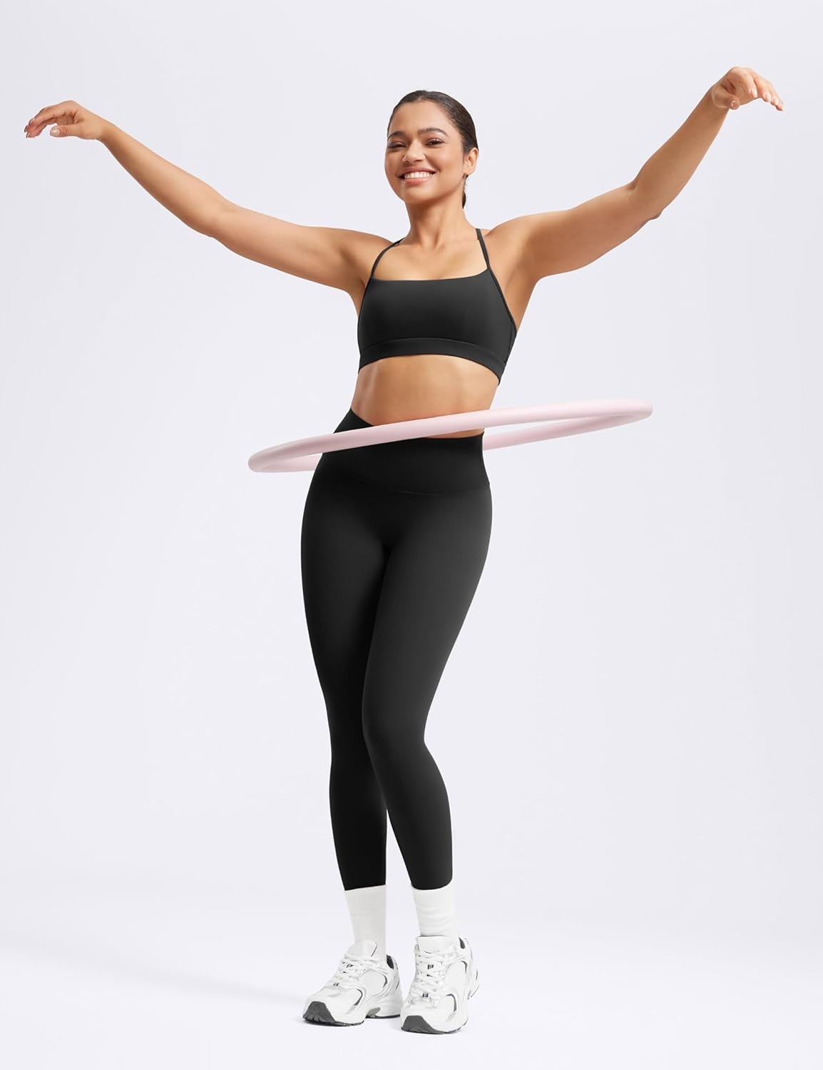 image:imageENERBLOOM No Front Seam Workout Leggings for Women 2528 Yoga Pants Athletic High Waisted Lounge Pilates Gym TightsBlack