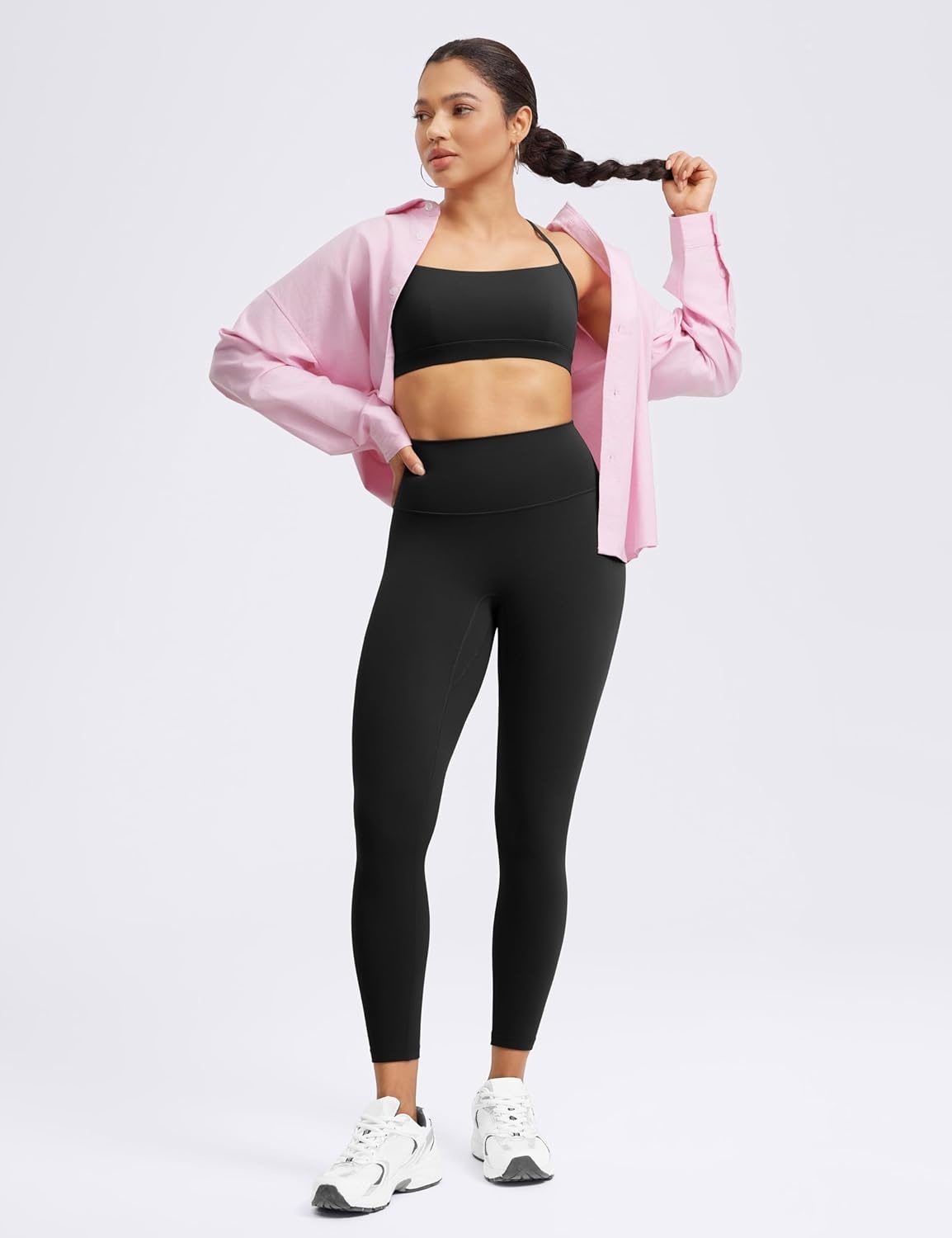 image:imageENERBLOOM No Front Seam Workout Leggings for Women 2528 Yoga Pants Athletic High Waisted Lounge Pilates Gym TightsBlack