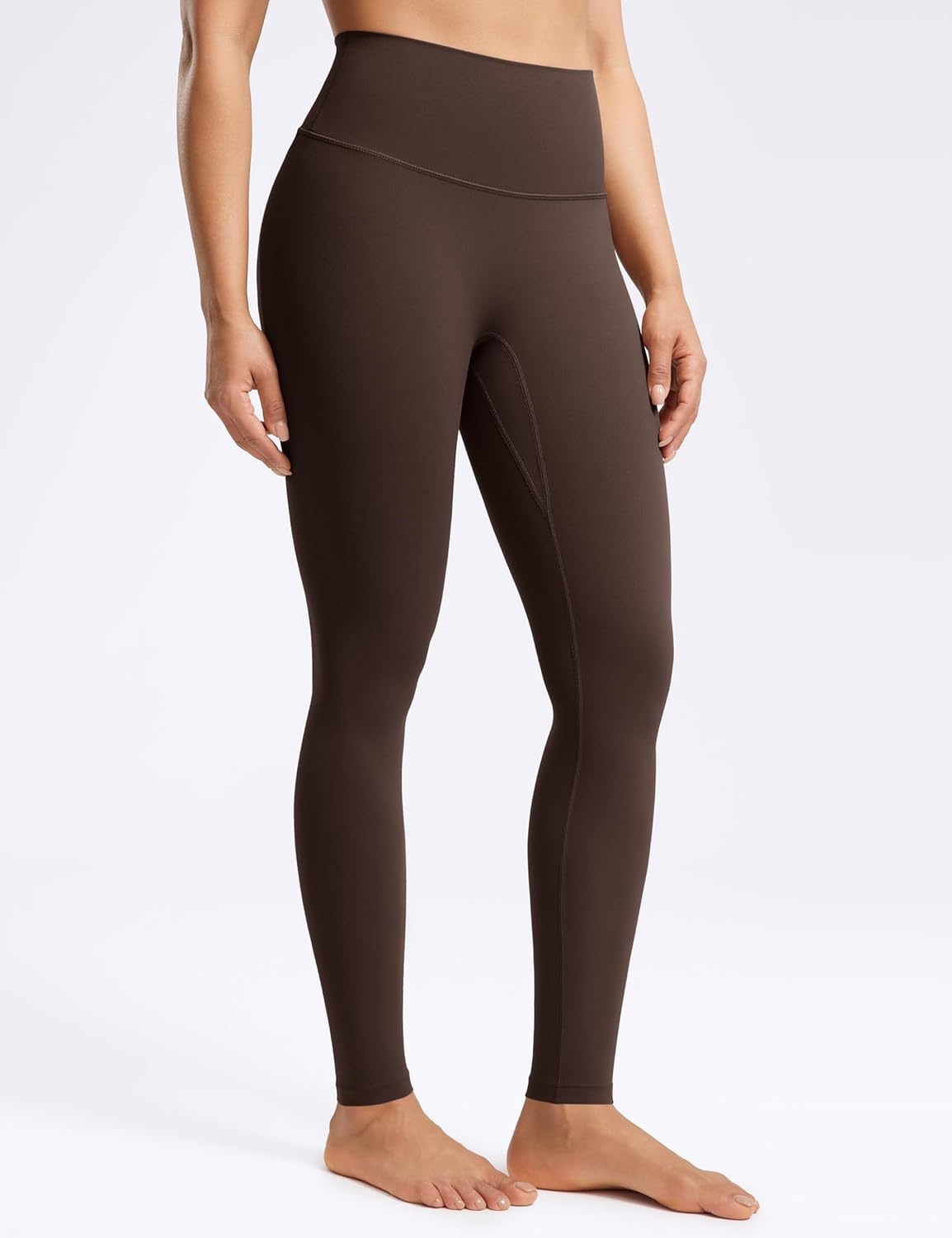 image:imageENERBLOOM No Front Seam Workout Leggings for Women 2528 Yoga Pants Athletic High Waisted Lounge Pilates Gym TightsBrown