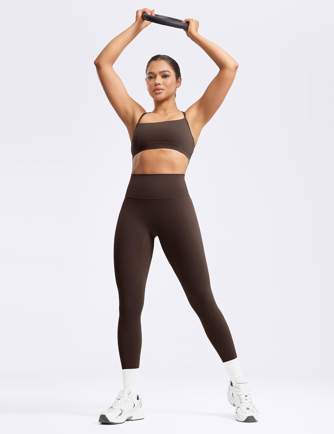 image:imageENERBLOOM No Front Seam Workout Leggings for Women 2528 Yoga Pants Athletic High Waisted Lounge Pilates Gym TightsBrown