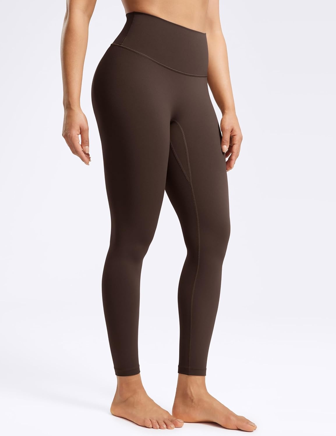 image:imageENERBLOOM No Front Seam Workout Leggings for Women 2528 Yoga Pants Athletic High Waisted Lounge Pilates Gym TightsBrown