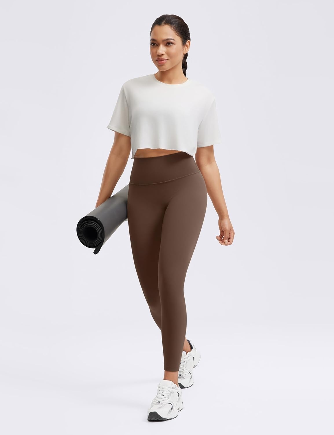 image:imageENERBLOOM No Front Seam Workout Leggings for Women 2528 Yoga Pants Athletic High Waisted Lounge Pilates Gym TightsCoffee