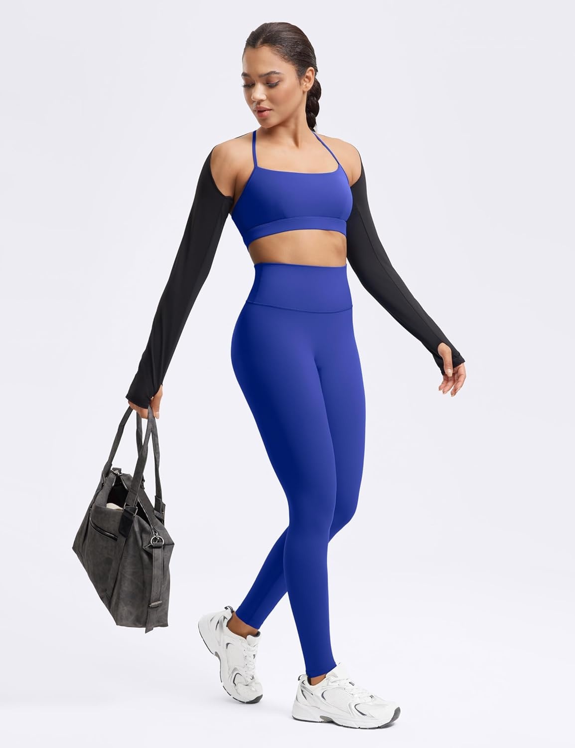 image:imageENERBLOOM No Front Seam Workout Leggings for Women 2528 Yoga Pants Athletic High Waisted Lounge Pilates Gym TightsCrashed Blue