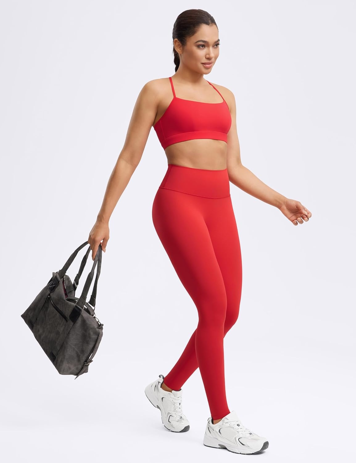 image:imageENERBLOOM No Front Seam Workout Leggings for Women 2528 Yoga Pants Athletic High Waisted Lounge Pilates Gym TightsDeep Red