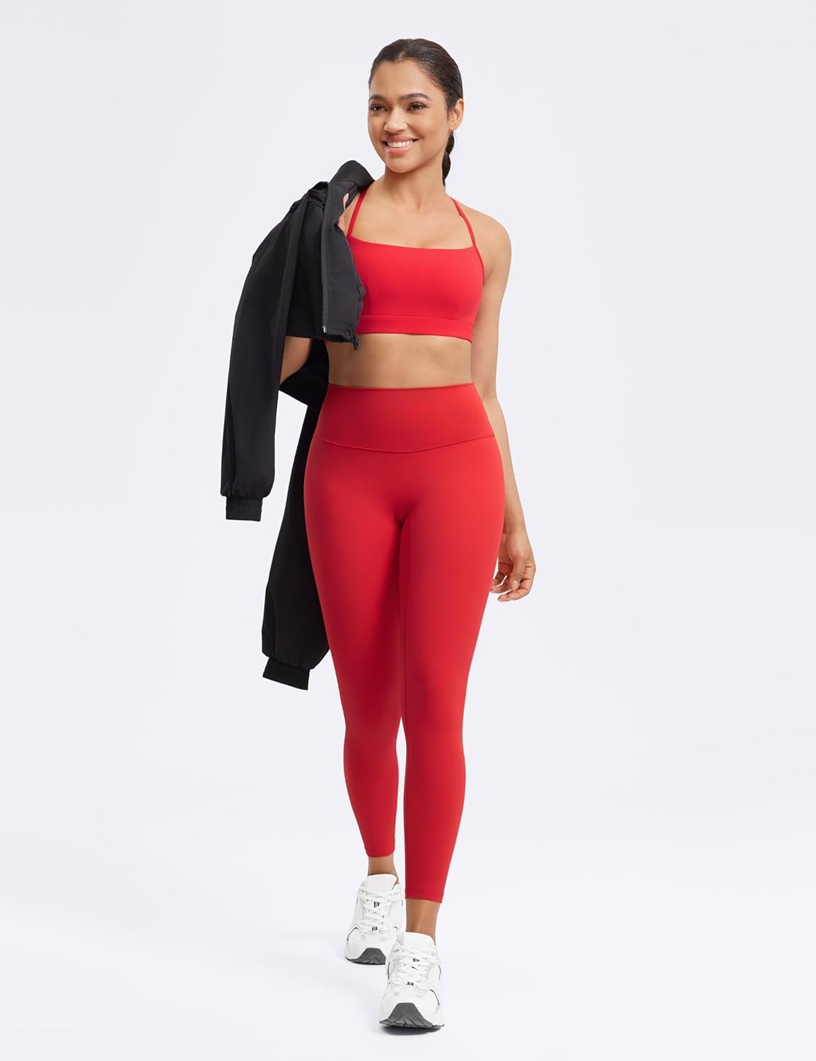 image:imageENERBLOOM No Front Seam Workout Leggings for Women 2528 Yoga Pants Athletic High Waisted Lounge Pilates Gym TightsDeep Red