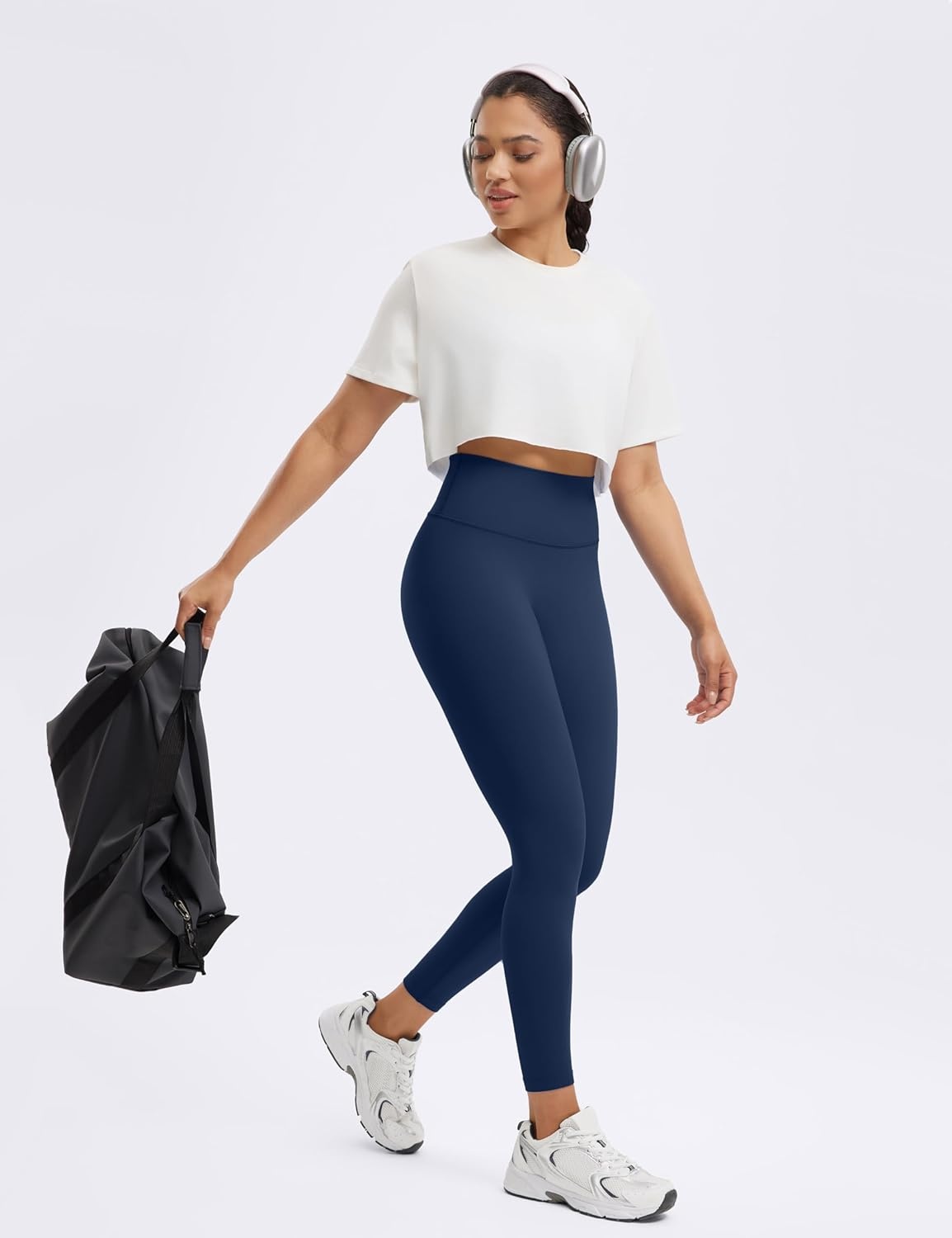 image:imageENERBLOOM No Front Seam Workout Leggings for Women 2528 Yoga Pants Athletic High Waisted Lounge Pilates Gym TightsNavy Blue