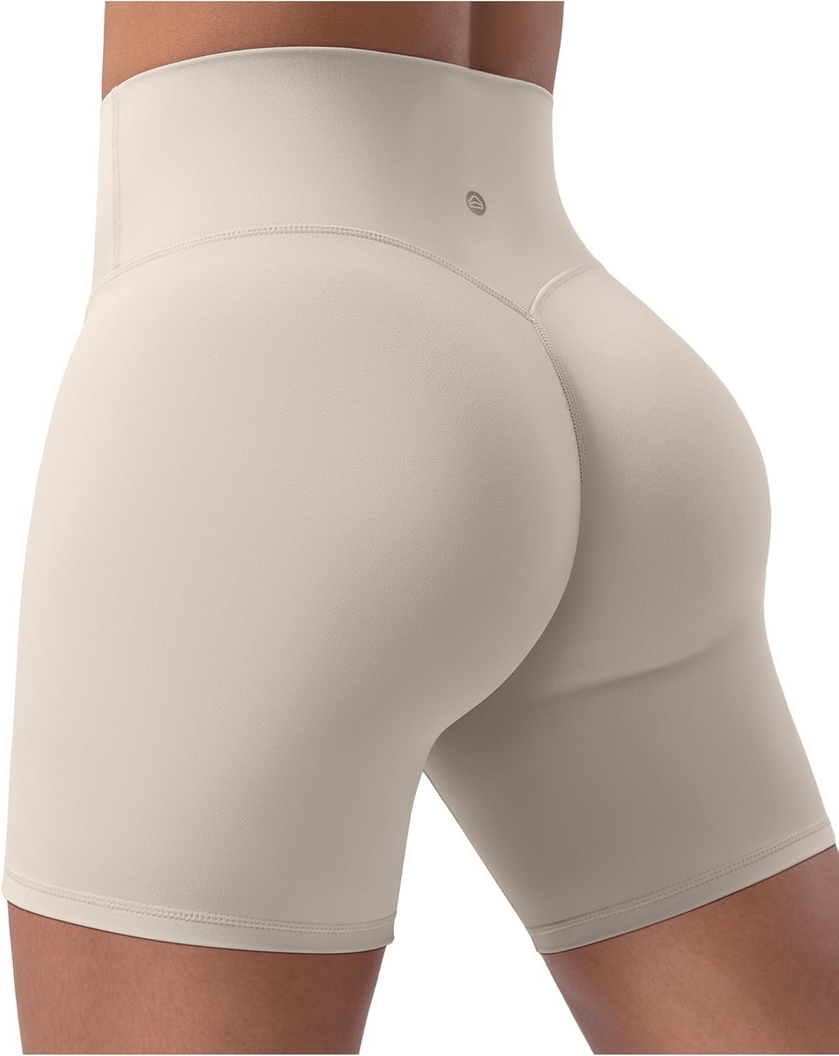 image:imageENERBLOOM Womens Biker Shorts Workout 25 4 6 High Waisted No Front Seam Yoga Hidden Scrunch Running Summer Gym ShortApricotkhaki