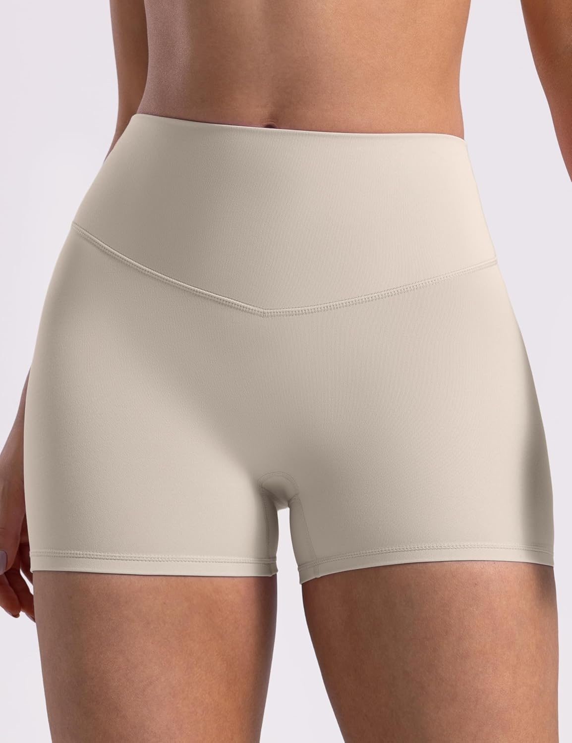 image:imageENERBLOOM Womens Biker Shorts Workout 25 4 6 High Waisted No Front Seam Yoga Hidden Scrunch Running Summer Gym ShortApricotkhaki