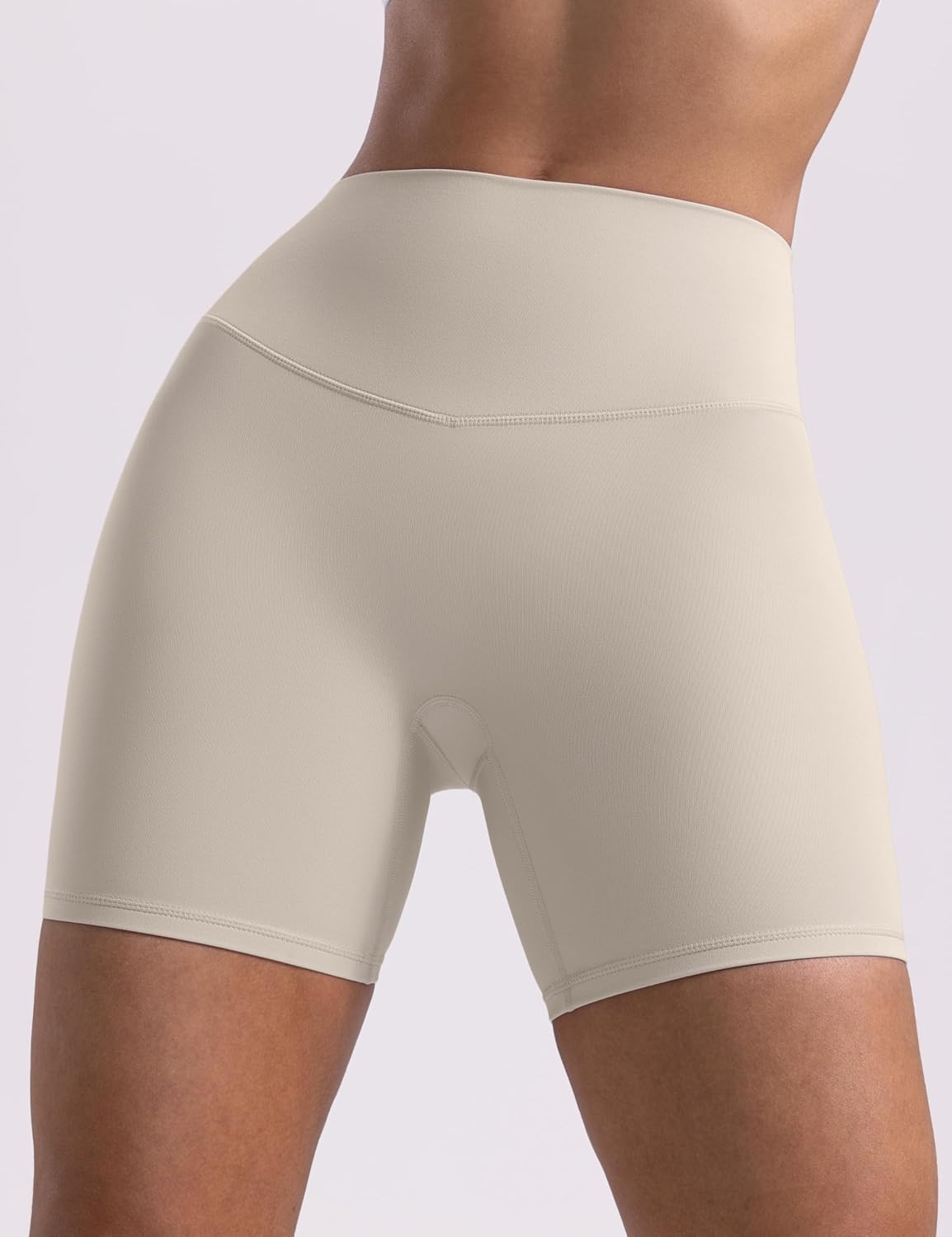 image:imageENERBLOOM Womens Biker Shorts Workout 25 4 6 High Waisted No Front Seam Yoga Hidden Scrunch Running Summer Gym ShortApricotkhaki