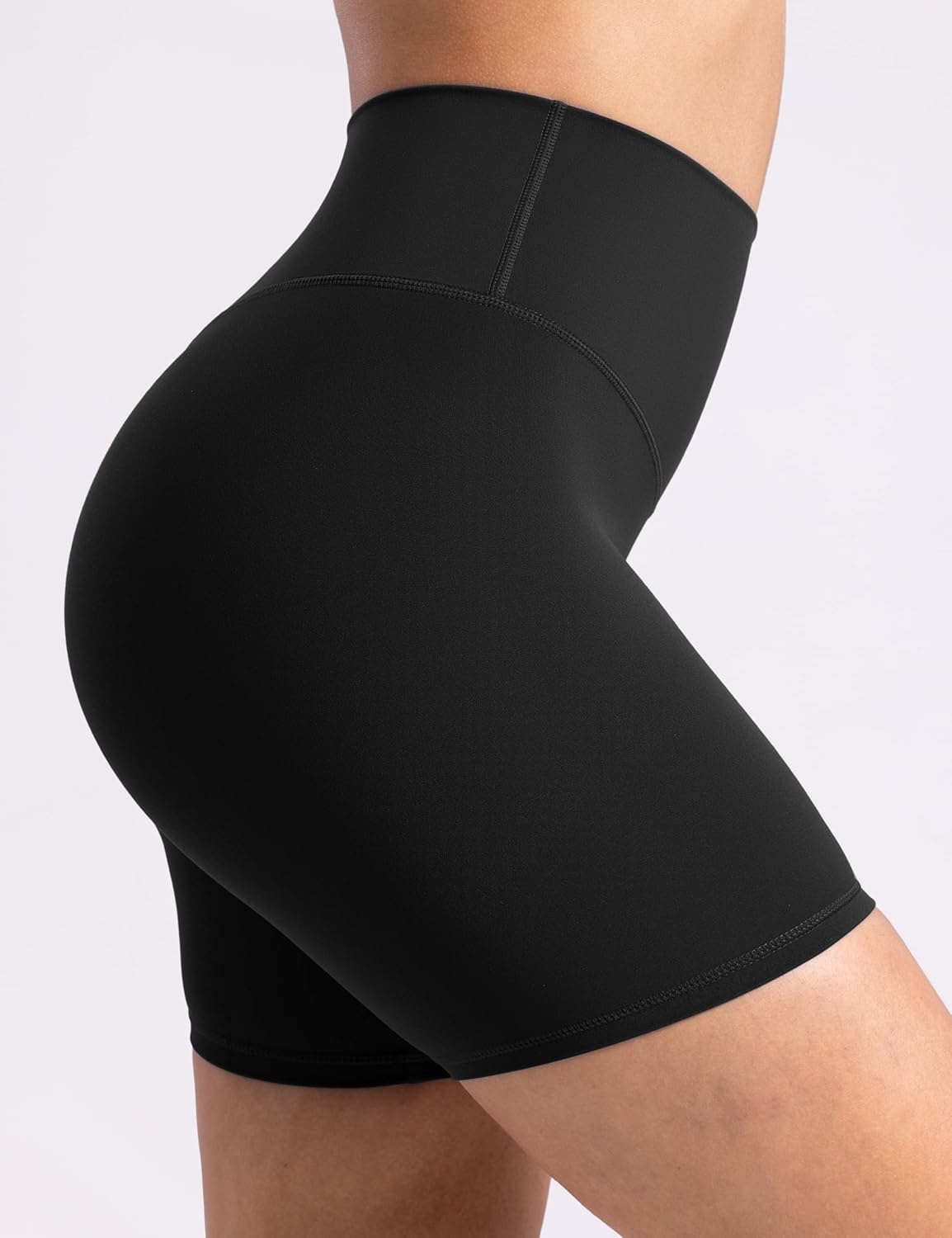 image:imageENERBLOOM Womens Biker Shorts Workout 25 4 6 High Waisted No Front Seam Yoga Hidden Scrunch Running Summer Gym ShortBlack