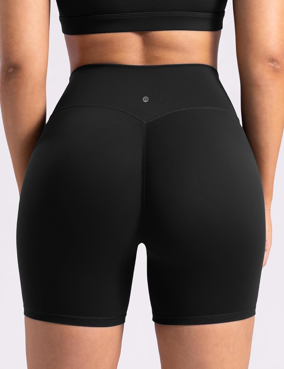 image:imageENERBLOOM Womens Biker Shorts Workout 25 4 6 High Waisted No Front Seam Yoga Hidden Scrunch Running Summer Gym ShortBlack