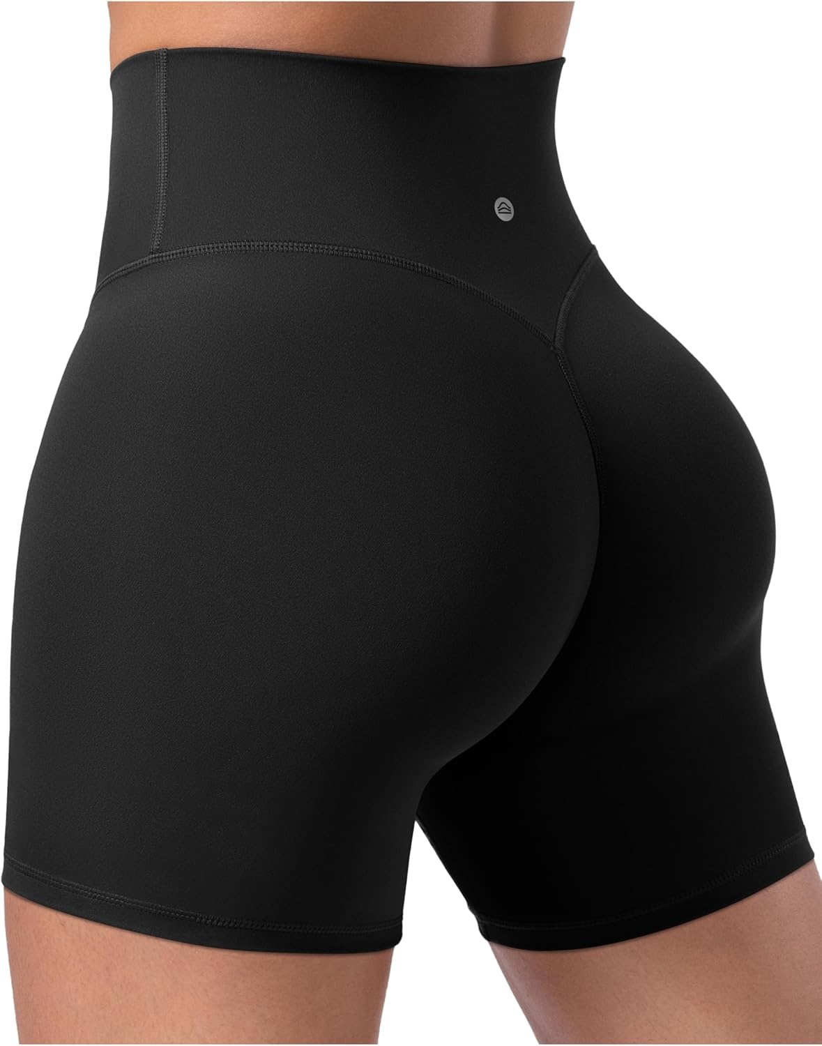 image:imageENERBLOOM Womens Biker Shorts Workout 25 4 6 High Waisted No Front Seam Yoga Hidden Scrunch Running Summer Gym ShortBlack
