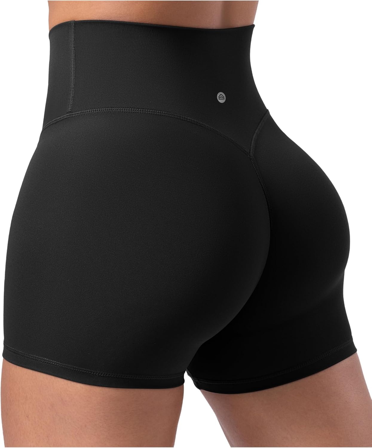 image:imageENERBLOOM Womens Biker Shorts Workout 25 4 6 High Waisted No Front Seam Yoga Hidden Scrunch Running Summer Gym ShortBlack