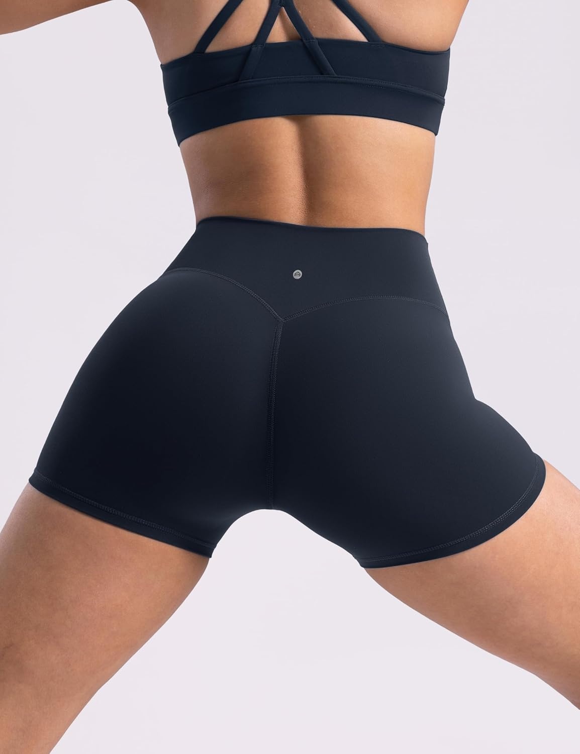 image:imageENERBLOOM Womens Biker Shorts Workout 25 4 6 High Waisted No Front Seam Yoga Hidden Scrunch Running Summer Gym ShortDark Navy