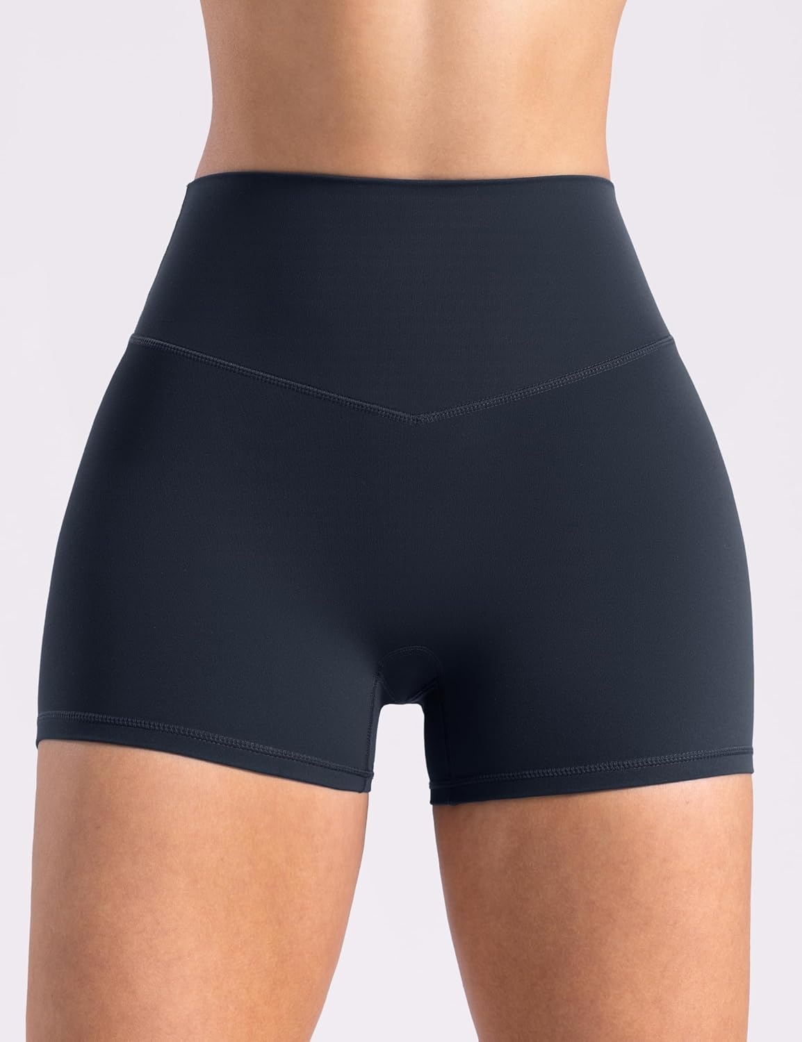image:imageENERBLOOM Womens Biker Shorts Workout 25 4 6 High Waisted No Front Seam Yoga Hidden Scrunch Running Summer Gym ShortDark Navy