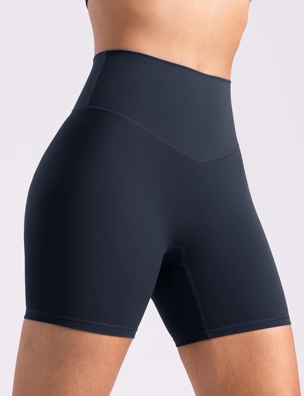 image:imageENERBLOOM Womens Biker Shorts Workout 25 4 6 High Waisted No Front Seam Yoga Hidden Scrunch Running Summer Gym ShortDark Navy