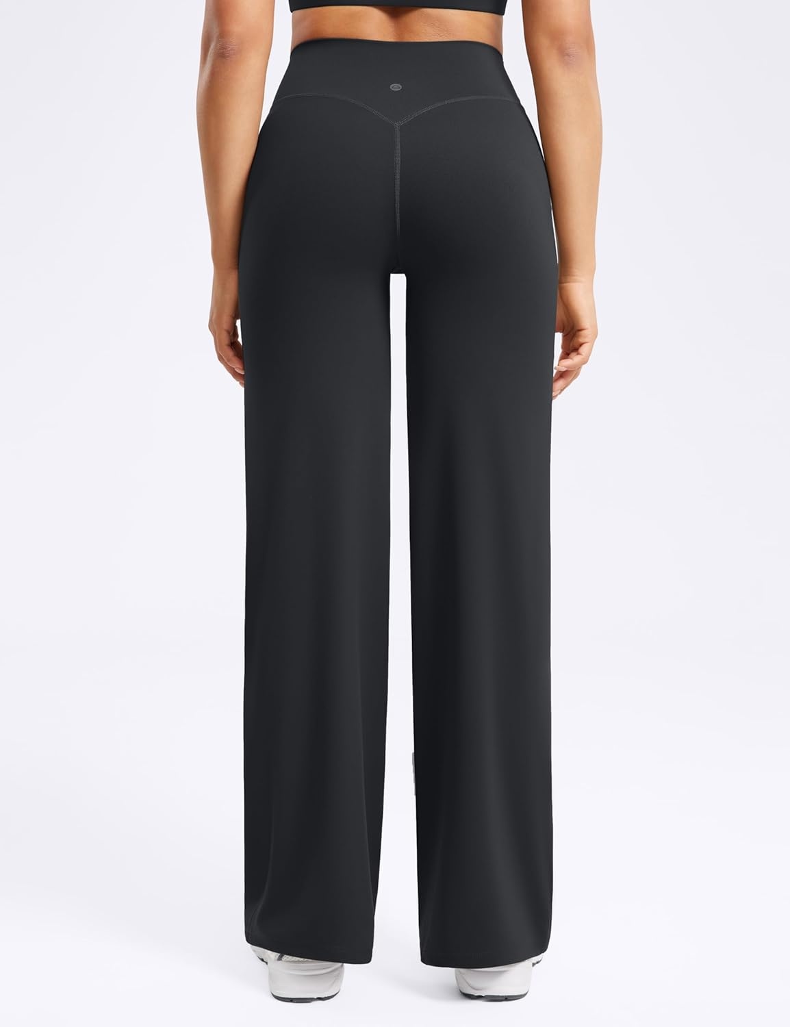 image:imageENERBLOOM Womens Straight Workout Leggings Wide Leg Yoga Pants 29 3133 High Waist Stretch Bottoms Casual SweatpantsBlack