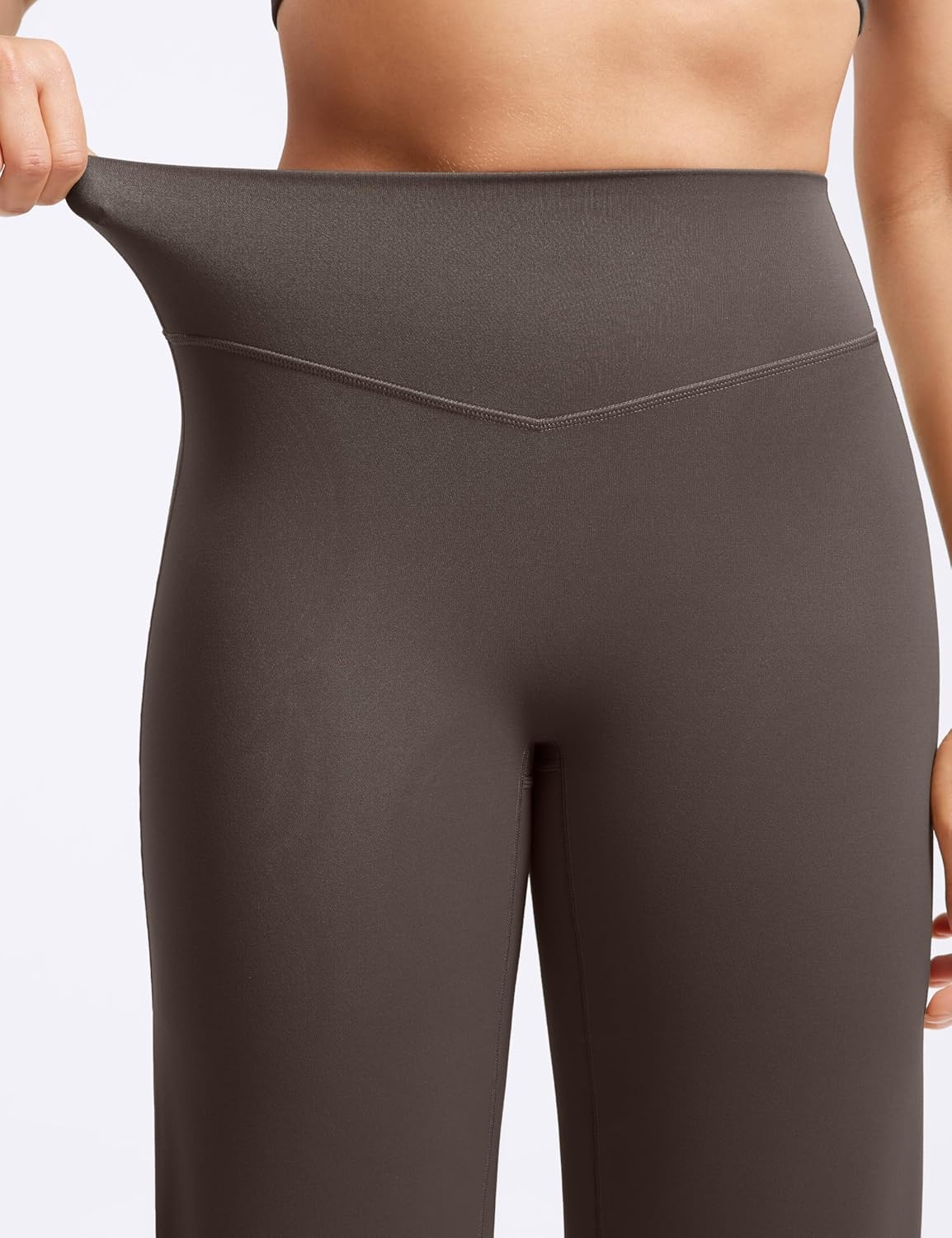 image:imageENERBLOOM Womens Straight Workout Leggings Wide Leg Yoga Pants 29 3133 High Waist Stretch Bottoms Casual SweatpantsBrown