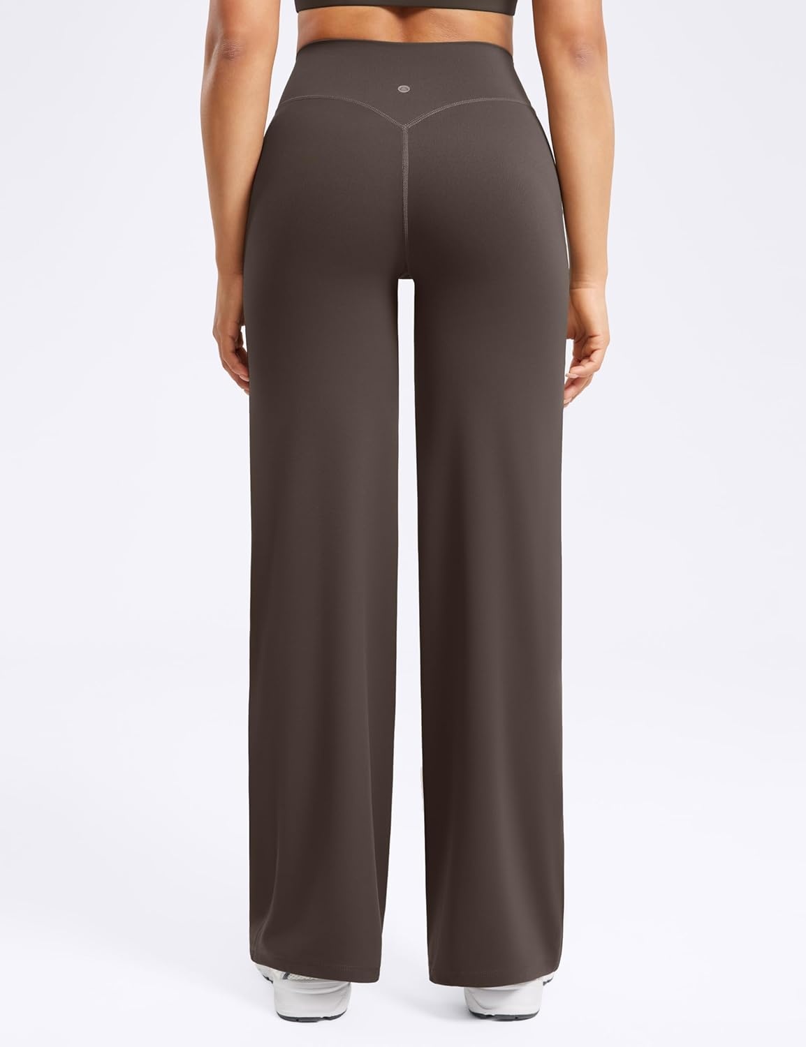 image:imageENERBLOOM Womens Straight Workout Leggings Wide Leg Yoga Pants 29 3133 High Waist Stretch Bottoms Casual SweatpantsBrown