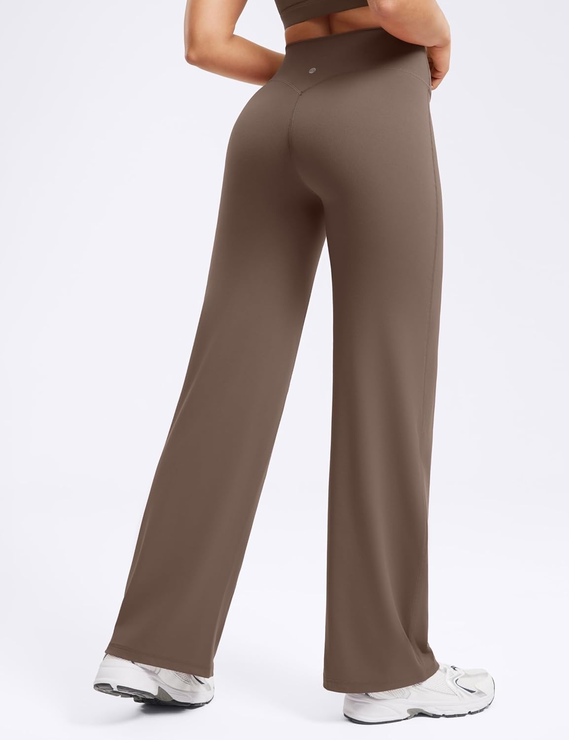 image:imageENERBLOOM Womens Straight Workout Leggings Wide Leg Yoga Pants 29 3133 High Waist Stretch Bottoms Casual SweatpantsCoffee