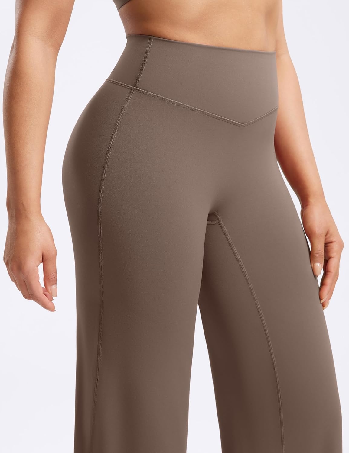 image:imageENERBLOOM Womens Straight Workout Leggings Wide Leg Yoga Pants 29 3133 High Waist Stretch Bottoms Casual SweatpantsCoffee