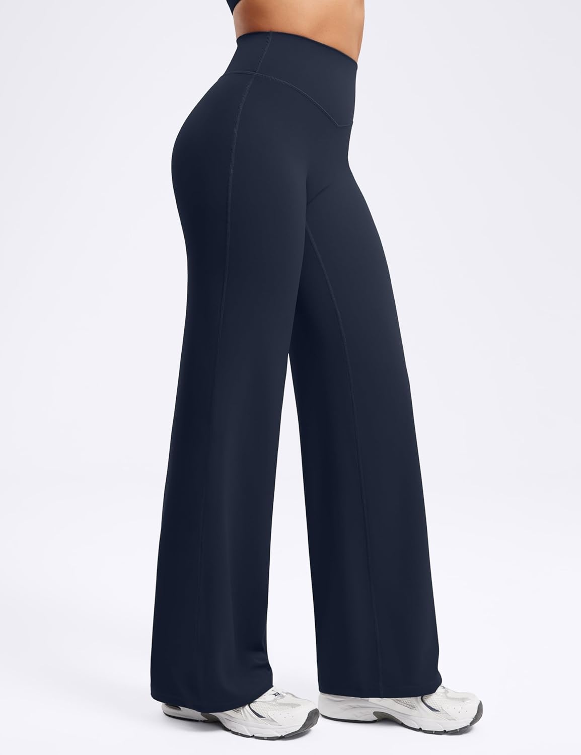image:imageENERBLOOM Womens Straight Workout Leggings Wide Leg Yoga Pants 29 3133 High Waist Stretch Bottoms Casual SweatpantsDark Navy