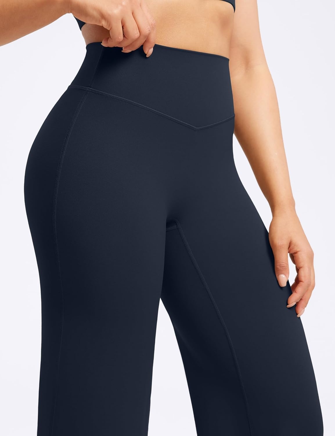 image:imageENERBLOOM Womens Straight Workout Leggings Wide Leg Yoga Pants 29 3133 High Waist Stretch Bottoms Casual SweatpantsDark Navy