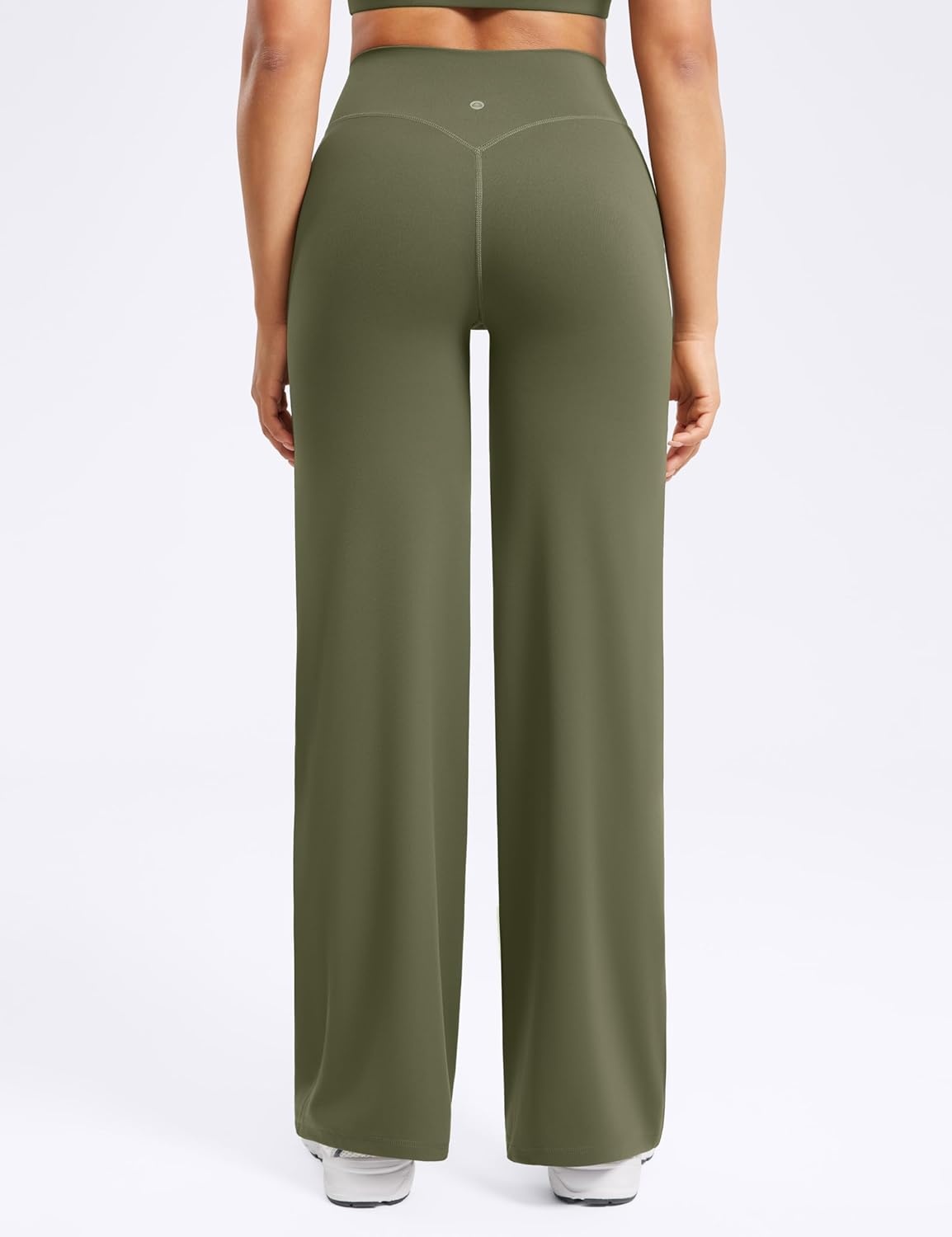image:imageENERBLOOM Womens Straight Workout Leggings Wide Leg Yoga Pants 29 3133 High Waist Stretch Bottoms Casual SweatpantsGreen