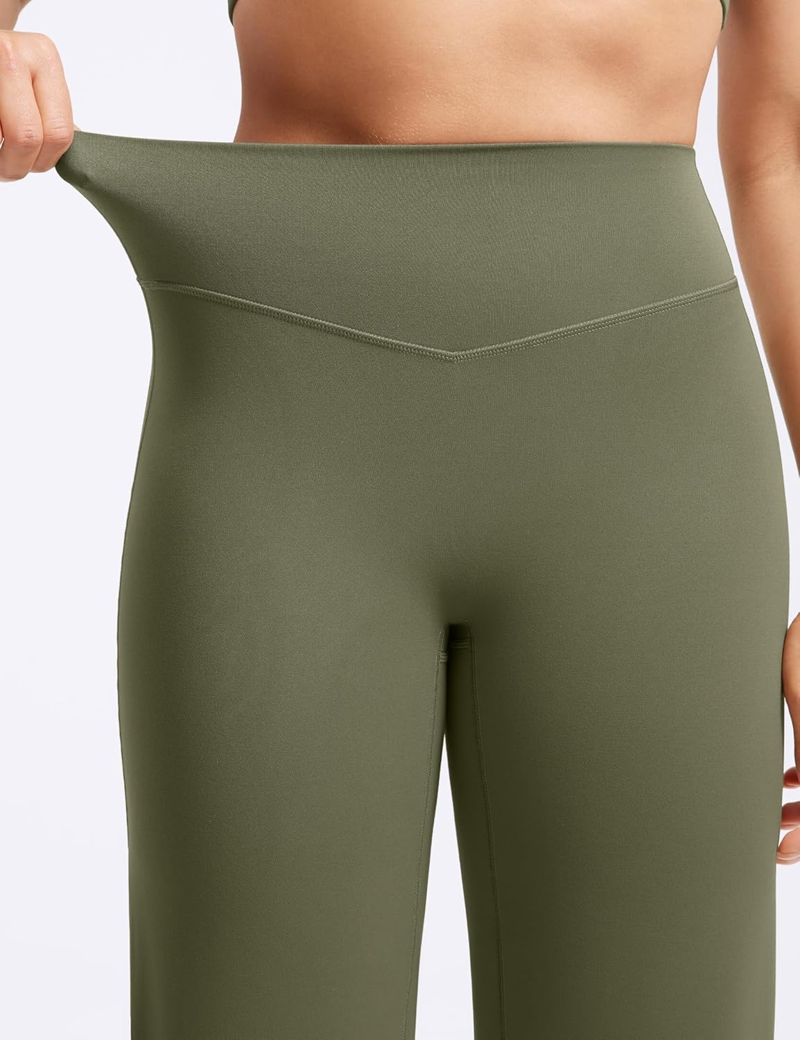 image:imageENERBLOOM Womens Straight Workout Leggings Wide Leg Yoga Pants 29 3133 High Waist Stretch Bottoms Casual SweatpantsGreen
