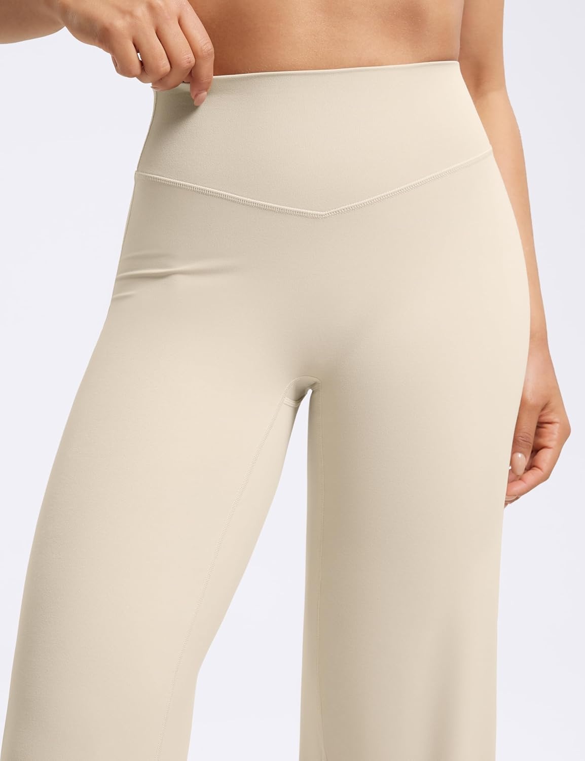 image:imageENERBLOOM Womens Straight Workout Leggings Wide Leg Yoga Pants 29 3133 High Waist Stretch Bottoms Casual SweatpantsKhaki