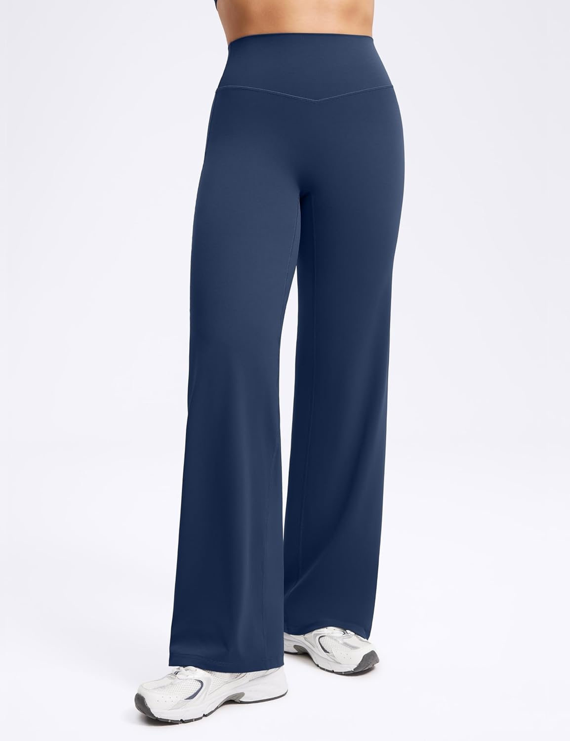 image:imageENERBLOOM Womens Straight Workout Leggings Wide Leg Yoga Pants 29 3133 High Waist Stretch Bottoms Casual SweatpantsNavy Blue