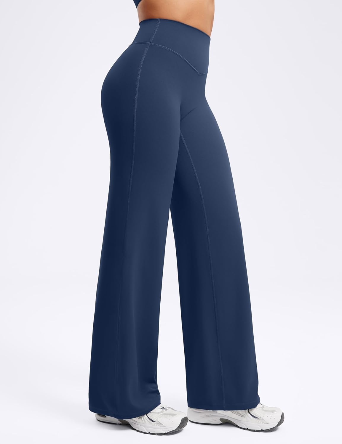 image:imageENERBLOOM Womens Straight Workout Leggings Wide Leg Yoga Pants 29 3133 High Waist Stretch Bottoms Casual SweatpantsNavy Blue