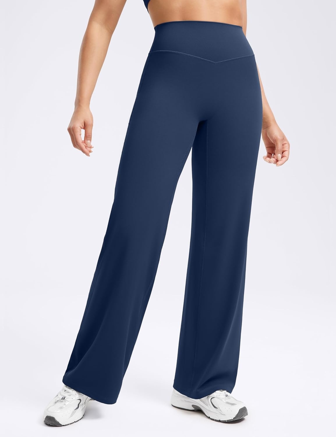 image:imageENERBLOOM Womens Straight Workout Leggings Wide Leg Yoga Pants 29 3133 High Waist Stretch Bottoms Casual SweatpantsNavy Blue