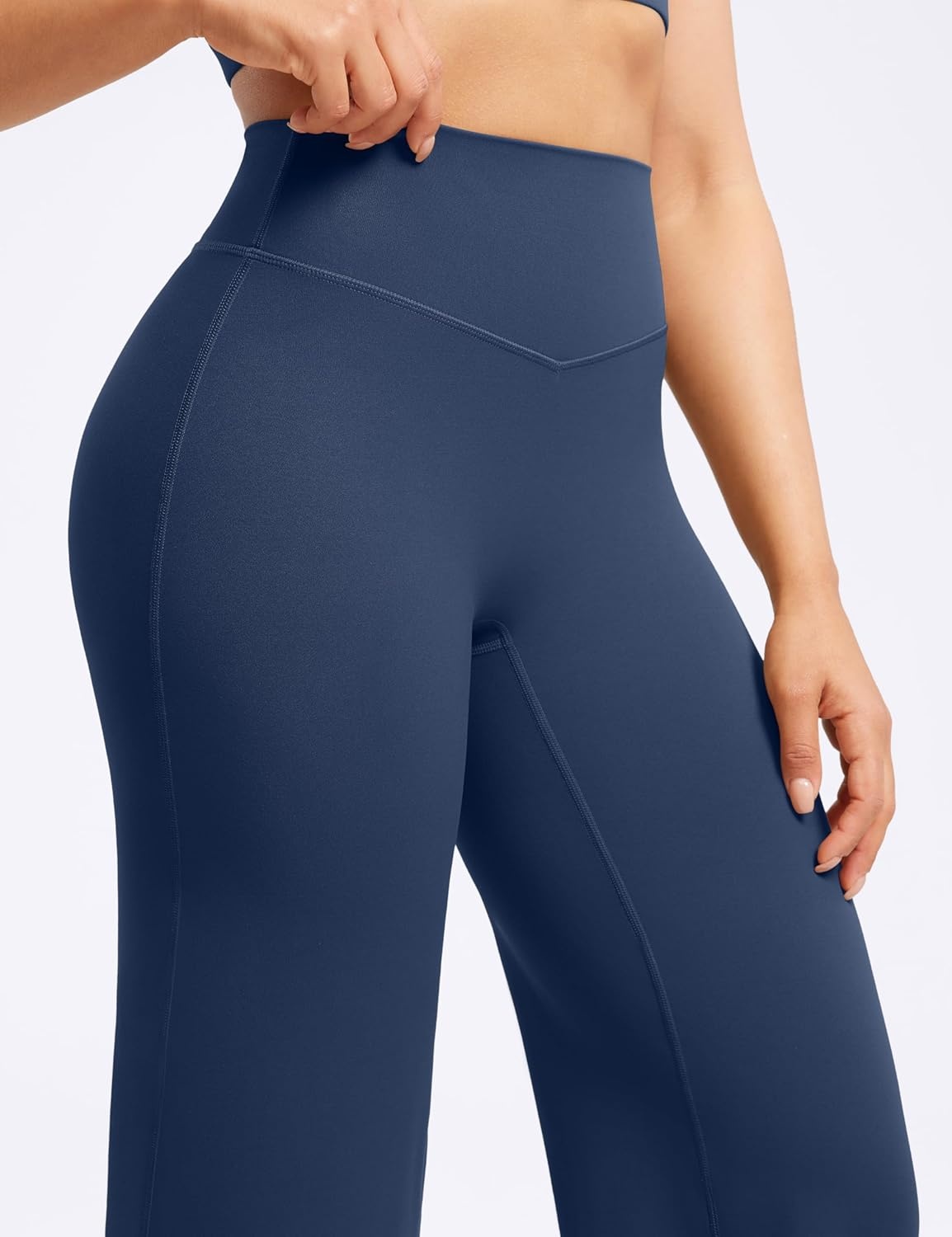 image:imageENERBLOOM Womens Straight Workout Leggings Wide Leg Yoga Pants 29 3133 High Waist Stretch Bottoms Casual SweatpantsNavy Blue