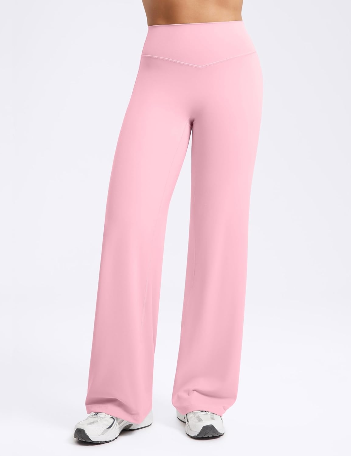 image:imageENERBLOOM Womens Straight Workout Leggings Wide Leg Yoga Pants 29 3133 High Waist Stretch Bottoms Casual SweatpantsPastel Pink