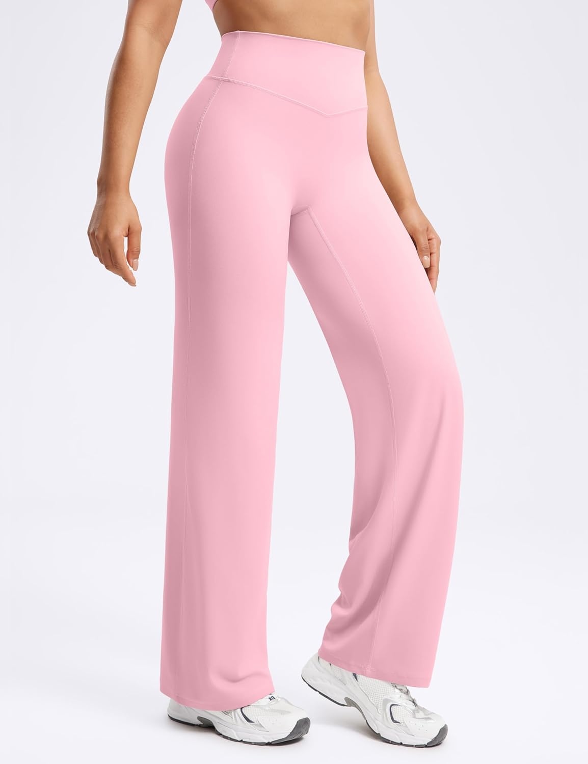 image:imageENERBLOOM Womens Straight Workout Leggings Wide Leg Yoga Pants 29 3133 High Waist Stretch Bottoms Casual SweatpantsPastel Pink