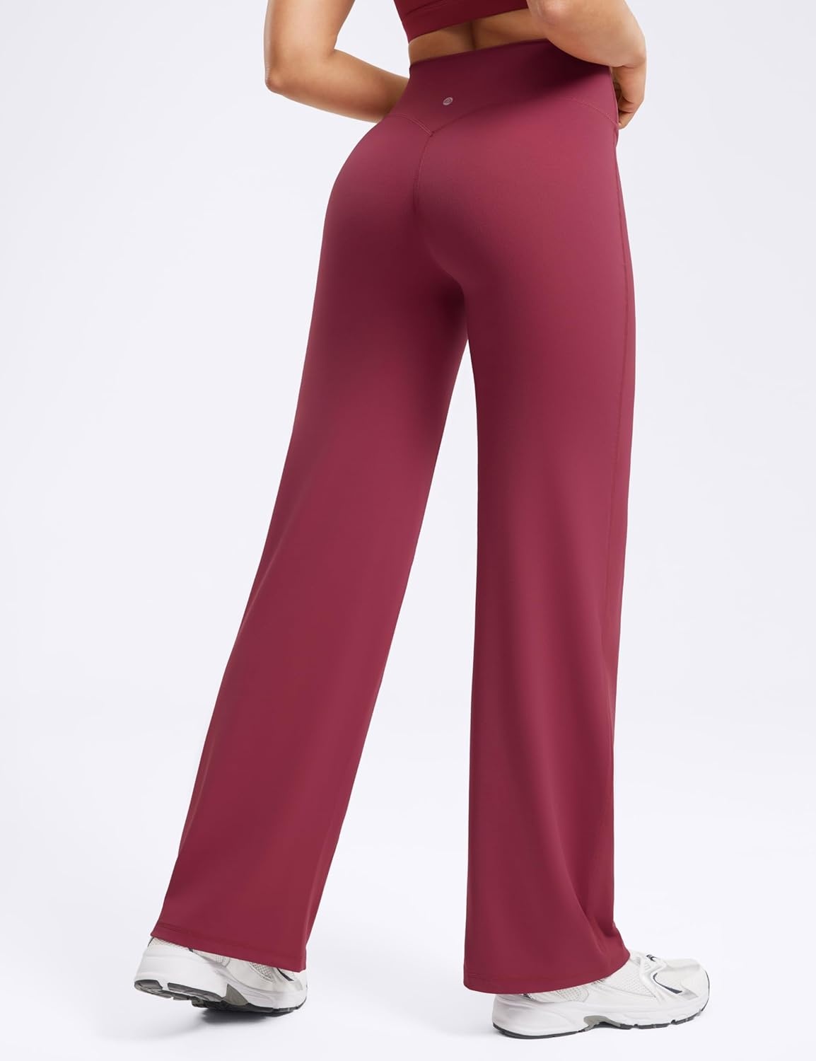 image:imageENERBLOOM Womens Straight Workout Leggings Wide Leg Yoga Pants 29 3133 High Waist Stretch Bottoms Casual SweatpantsWine Red