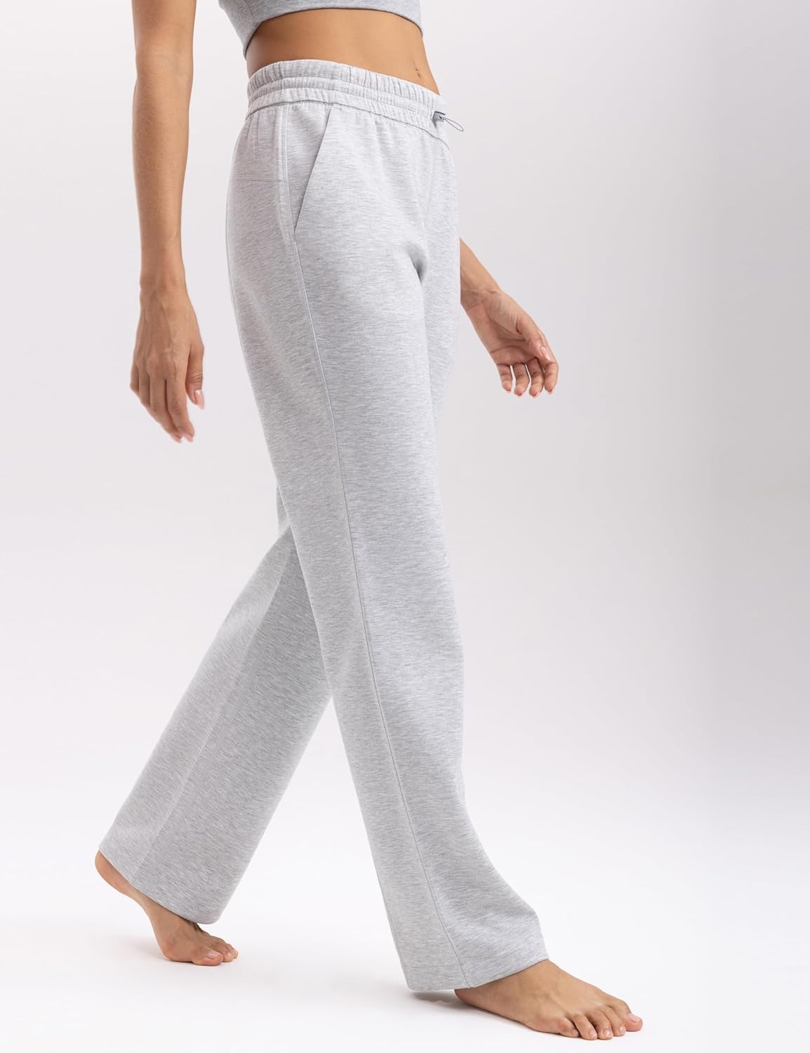 image:imageENERBLOOM Womens Sweatpants with Pockets Elastic High Waisted Joggers Casual Straight Leg Drawstring Athletic Pants 31Grey