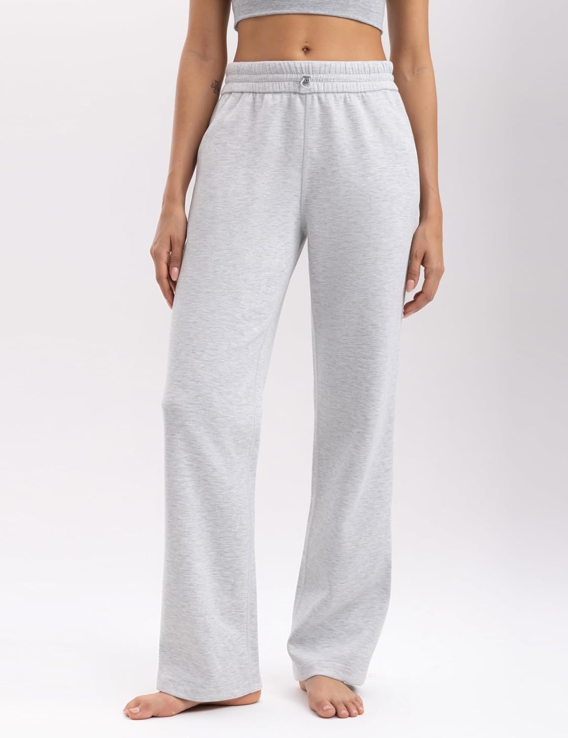 image:imageENERBLOOM Womens Sweatpants with Pockets Elastic High Waisted Joggers Casual Straight Leg Drawstring Athletic Pants 31Grey