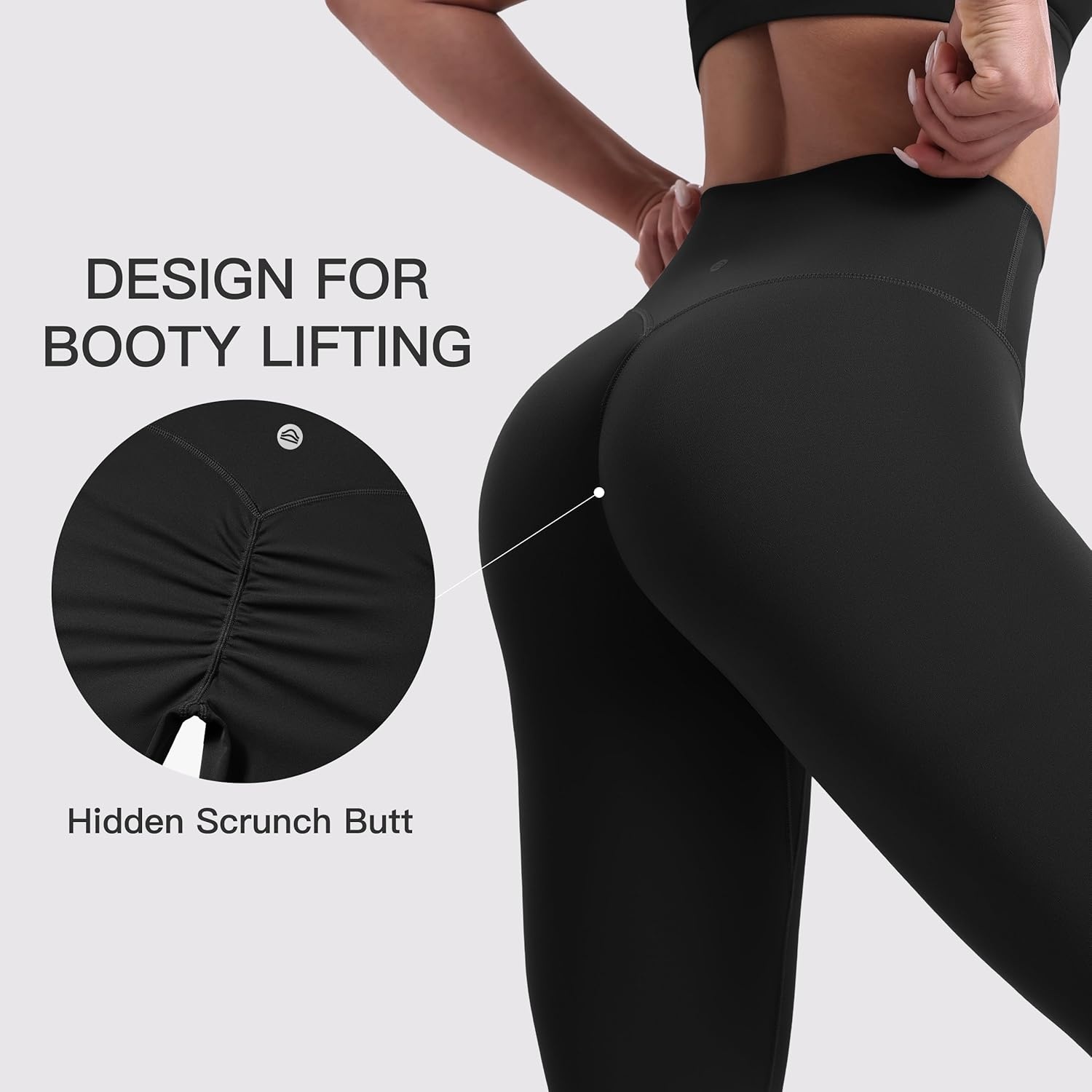 image:imageENERBLOOM Womens Workout Leggings Yoga Pants No Front Seam 2528 High Waisted Hidden Scrunch Butt Athletic Gym TightsBlack
