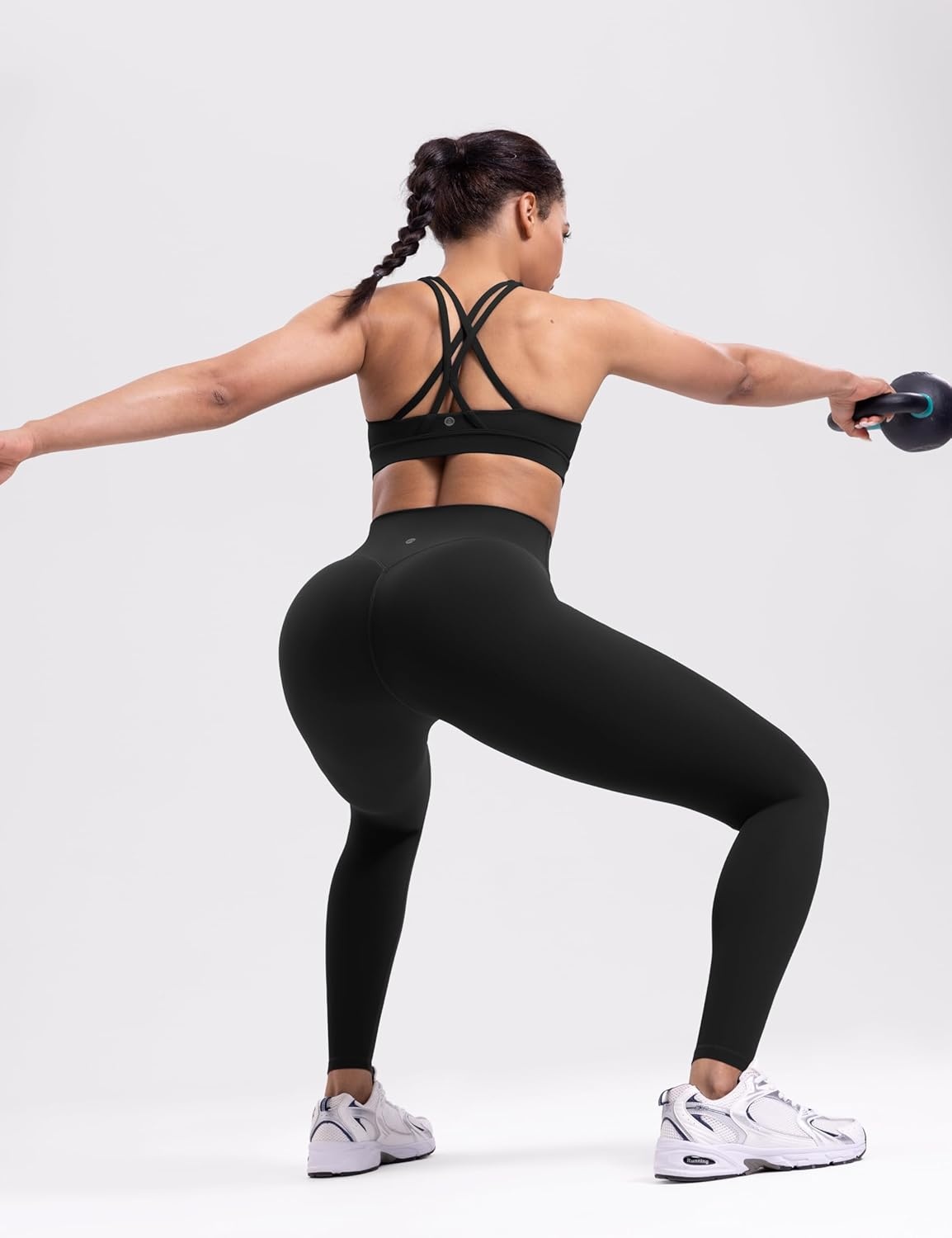 image:imageENERBLOOM Womens Workout Leggings Yoga Pants No Front Seam 2528 High Waisted Hidden Scrunch Butt Athletic Gym TightsBlack