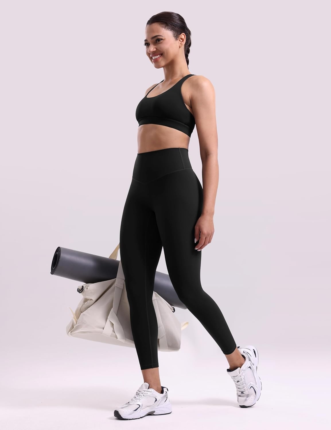 image:imageENERBLOOM Womens Workout Leggings Yoga Pants No Front Seam 2528 High Waisted Hidden Scrunch Butt Athletic Gym TightsBlack
